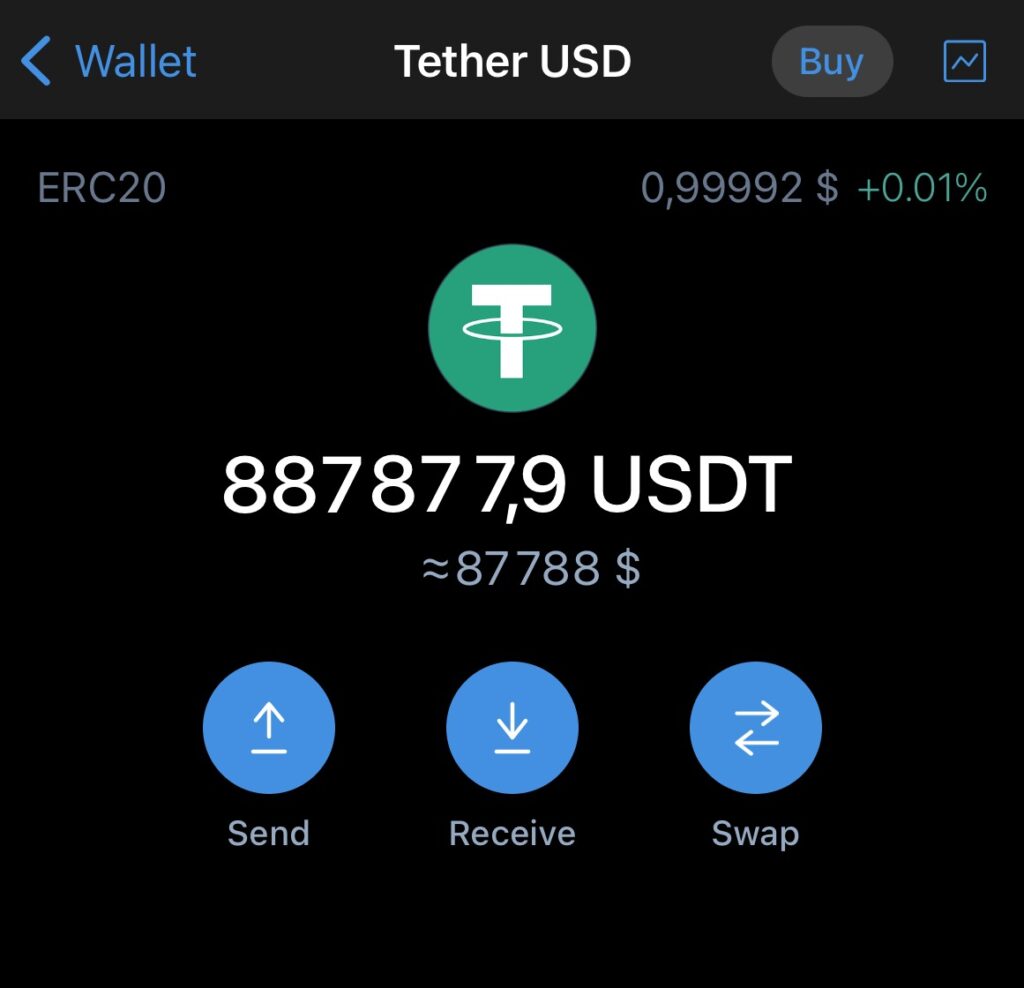 A wallet screenshot showing a balance of 887877.9 USDT