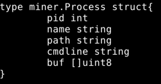 examples of type definitions: int, string, []uint8 in miner.process