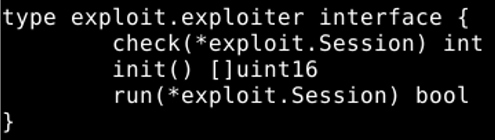 examples of type definitions: int, []uint16, bool in exploit.exploiter