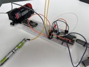 Photo of a messy breadboard design