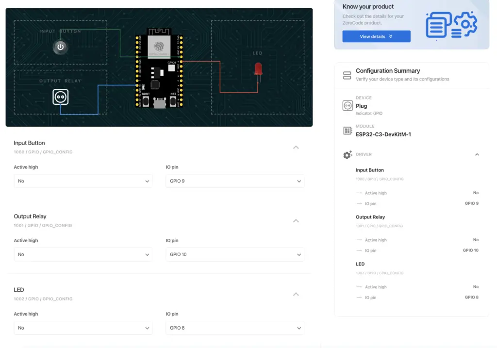 A screenshot of the Zerocode platform configuration for a plug