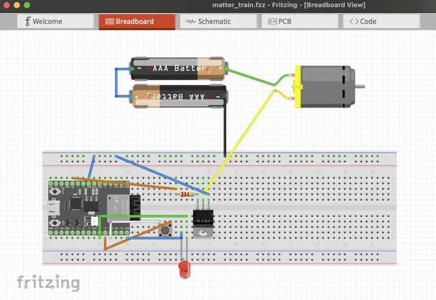 A screenshot of the simple breadboard visualization
